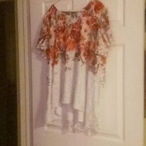 Lace floral print blousex